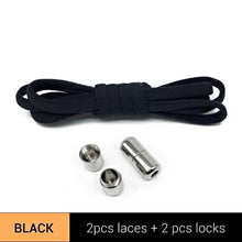 Load image into Gallery viewer, 1Pair Metal Lock Shoelaces Round Elastic Shoe Laces Special No Tie Shoelace for Men Women Lacing Rubber Zapatillas 23 Colors