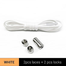 Load image into Gallery viewer, 1Pair Metal Lock Shoelaces Round Elastic Shoe Laces Special No Tie Shoelace for Men Women Lacing Rubber Zapatillas 23 Colors