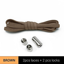 Load image into Gallery viewer, 1Pair Metal Lock Shoelaces Round Elastic Shoe Laces Special No Tie Shoelace for Men Women Lacing Rubber Zapatillas 23 Colors