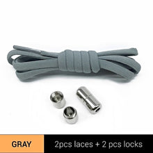 Load image into Gallery viewer, 1Pair Metal Lock Shoelaces Round Elastic Shoe Laces Special No Tie Shoelace for Men Women Lacing Rubber Zapatillas 23 Colors