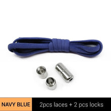 Load image into Gallery viewer, 1Pair Metal Lock Shoelaces Round Elastic Shoe Laces Special No Tie Shoelace for Men Women Lacing Rubber Zapatillas 23 Colors