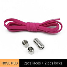 Load image into Gallery viewer, 1Pair Metal Lock Shoelaces Round Elastic Shoe Laces Special No Tie Shoelace for Men Women Lacing Rubber Zapatillas 23 Colors
