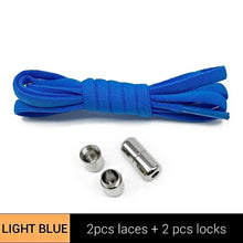 Load image into Gallery viewer, 1Pair Metal Lock Shoelaces Round Elastic Shoe Laces Special No Tie Shoelace for Men Women Lacing Rubber Zapatillas 23 Colors