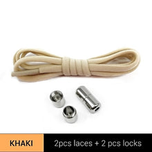 Load image into Gallery viewer, 1Pair Metal Lock Shoelaces Round Elastic Shoe Laces Special No Tie Shoelace for Men Women Lacing Rubber Zapatillas 23 Colors