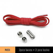Load image into Gallery viewer, 1Pair Metal Lock Shoelaces Round Elastic Shoe Laces Special No Tie Shoelace for Men Women Lacing Rubber Zapatillas 23 Colors