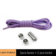 Load image into Gallery viewer, 1Pair Metal Lock Shoelaces Round Elastic Shoe Laces Special No Tie Shoelace for Men Women Lacing Rubber Zapatillas 23 Colors