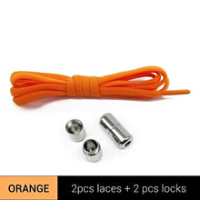 Load image into Gallery viewer, 1Pair Metal Lock Shoelaces Round Elastic Shoe Laces Special No Tie Shoelace for Men Women Lacing Rubber Zapatillas 23 Colors