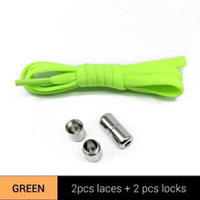 Load image into Gallery viewer, 1Pair Metal Lock Shoelaces Round Elastic Shoe Laces Special No Tie Shoelace for Men Women Lacing Rubber Zapatillas 23 Colors