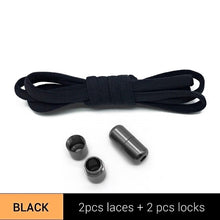 Load image into Gallery viewer, 1Pair Metal Lock Shoelaces Round Elastic Shoe Laces Special No Tie Shoelace for Men Women Lacing Rubber Zapatillas 23 Colors