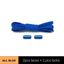 Load image into Gallery viewer, 1Pair Metal Lock Shoelaces Round Elastic Shoe Laces Special No Tie Shoelace for Men Women Lacing Rubber Zapatillas 23 Colors