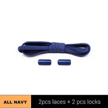 Load image into Gallery viewer, 1Pair Metal Lock Shoelaces Round Elastic Shoe Laces Special No Tie Shoelace for Men Women Lacing Rubber Zapatillas 23 Colors