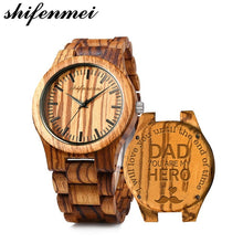 Load image into Gallery viewer, shifenmei Men Watches for Husband Boyfriend Love Dad Personalized Engraved Wood Watch for Ladies Women Quartz Wristwatches
