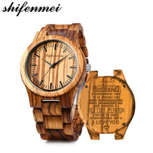 Load image into Gallery viewer, shifenmei Men Watches for Husband Boyfriend Love Dad Personalized Engraved Wood Watch for Ladies Women Quartz Wristwatches