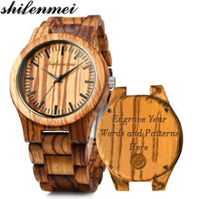Load image into Gallery viewer, Shifenmei Wooden Watch Personalized Engraved Men Watches 2020 Luxury Brand Custom Wristwatch Wood Watch Male Relogio Masculino