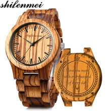 Load image into Gallery viewer, Shifenmei Wooden Watch Personalized Engraved Men Watches 2020 Luxury Brand Custom Wristwatch Wood Watch Male Relogio Masculino