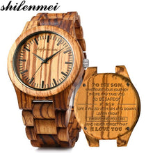 Load image into Gallery viewer, Shifenmei Wooden Watch Personalized Engraved Men Watches 2020 Luxury Brand Custom Wristwatch Wood Watch Male Relogio Masculino