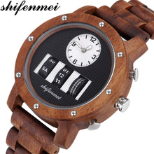 Load image into Gallery viewer, Shifenmei Watch Mens Roller Digital Dial Watch Top Luxury Brand Military Sport Quartz Wristwatch Wooden Watch Relogio Masculino