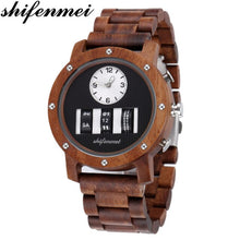 Load image into Gallery viewer, Shifenmei Watch Mens Roller Digital Dial Watch Top Luxury Brand Military Sport Quartz Wristwatch Wooden Watch Relogio Masculino