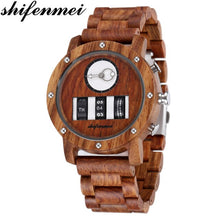 Load image into Gallery viewer, Shifenmei Watch Mens Roller Digital Dial Watch Top Luxury Brand Military Sport Quartz Wristwatch Wooden Watch Relogio Masculino