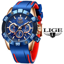 Load image into Gallery viewer, LIGE 2021 New Fashion Blue Mens Watches Top Brand Luxury Clock Sports Chronograph Waterproof Quartz Watch Men Relogio Masculino