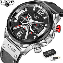 Load image into Gallery viewer, 2021 New Mens Watches LIGE Top Brand Leather Chronograph Waterproof Sport Automatic Date Quartz Watch For Men Relogio Masculino