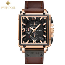 Load image into Gallery viewer, 2021 New Fashion Waterproof Men's Watch Top Brand Luxury Leather Square Large Dial Sports Quartz Chronograph Relogio Masculi
