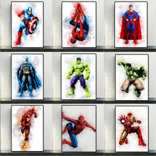 Load image into Gallery viewer, Marvel Superhero Canvas Painting Spider-Man Iron Man Hulk Batman Art Wall Prints Poster Prints Home Decor Kid Room Decor Picture