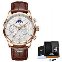 Load image into Gallery viewer, LIGE Men Watches 2021 New Fashion Leather Waterproof Luminous Top Brand Luxury Mens Quartz Wristwatch Men Relogio Masculino+box
