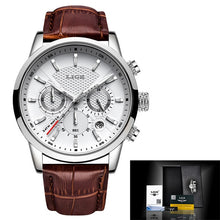 Load image into Gallery viewer, LIGE Men Watches 2021 New Fashion Leather Waterproof Luminous Top Brand Luxury Mens Quartz Wristwatch Men Relogio Masculino+box