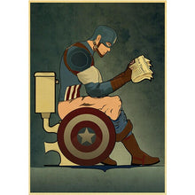 Load image into Gallery viewer, Marvel Avengers Spoofed Superheroes Print Posters In The Toilets Funny Hero Kids Room Decoration Wall Art Canvas Painting Cuadro