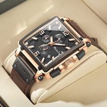 Load image into Gallery viewer, 2021 New Fashion Waterproof Men's Watch Top Brand Luxury Leather Square Large Dial Sports Quartz Chronograph Relogio Masculi