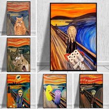 Load image into Gallery viewer, The Scream Famous Paintings Fat Cat Art Canvas Painting Posters and Prints Wall Art Pictures for Living Room Decor Cuadros