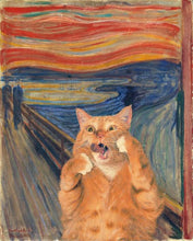 Load image into Gallery viewer, The Scream Famous Paintings Fat Cat Art Canvas Painting Posters and Prints Wall Art Pictures for Living Room Decor Cuadros