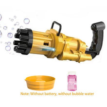 Load image into Gallery viewer, 2-in-1 Electric Bubble Machine Black Gold Gold Gatling Bubble Gun Children Automatic Bubble Blowing Toy Gun Fan Combo Function