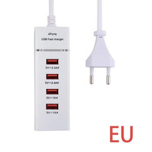 Load image into Gallery viewer, Universal 4 USB Port Fast Phone Charger Travel Wall Power Fast Charging EU US Plug Adapter For iPhone For Samsung Mobile Phones