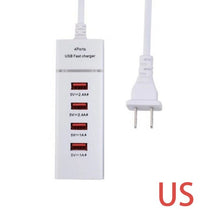 Load image into Gallery viewer, Universal 4 USB Port Fast Phone Charger Travel Wall Power Fast Charging EU US Plug Adapter For iPhone For Samsung Mobile Phones