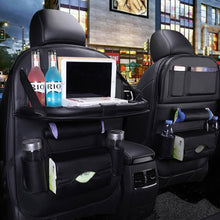 Load image into Gallery viewer, Car Seat Back Organizer Foldable Table Tray Pu Leather Pad Storage Organizer Travel Storage Bag Auto Accessories Protector Play