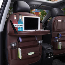 Load image into Gallery viewer, Car Seat Back Organizer Foldable Table Tray Pu Leather Pad Storage Organizer Travel Storage Bag Auto Accessories Protector Play