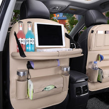 Load image into Gallery viewer, Car Seat Back Organizer Foldable Table Tray Pu Leather Pad Storage Organizer Travel Storage Bag Auto Accessories Protector Play