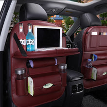 Load image into Gallery viewer, Car Seat Back Organizer Foldable Table Tray Pu Leather Pad Storage Organizer Travel Storage Bag Auto Accessories Protector Play