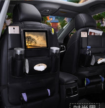 Load image into Gallery viewer, Car Seat Back Organizer Foldable Table Tray Pu Leather Pad Storage Organizer Travel Storage Bag Auto Accessories Protector Play