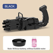 Load image into Gallery viewer, Electric Bubble Machine Black Gold Gold Gatling Bubble Gun Children Automatic Bubble Blowing Toy Gun Fan Combo Function
