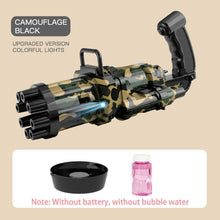 Load image into Gallery viewer, Electric Bubble Machine Black Gold Gold Gatling Bubble Gun Children Automatic Bubble Blowing Toy Gun Fan Combo Function