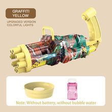 Load image into Gallery viewer, Electric Bubble Machine Black Gold Gold Gatling Bubble Gun Children Automatic Bubble Blowing Toy Gun Fan Combo Function