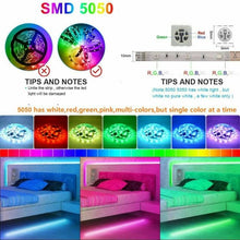 Load image into Gallery viewer, LED Strip Lights SMD 5050 2835 Sync Music Bluetooth RGB with 44 keys IR Remote Controller set DC 12V Power Supply 5m 10m US EU