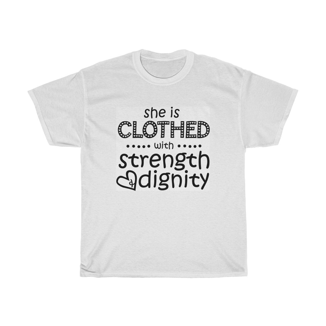 She Is Clothed Strength Dignity Unisex Heavy Cotton Tee