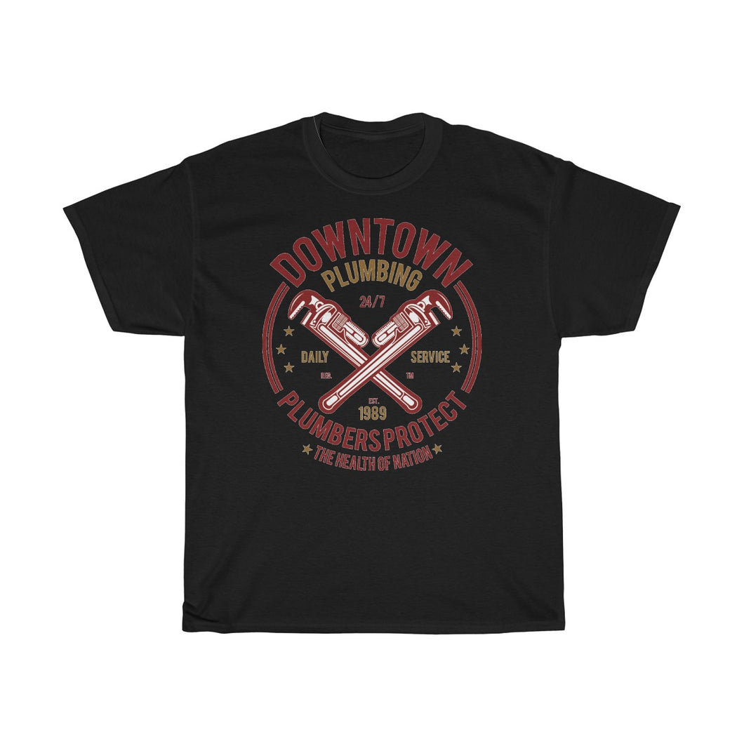 Downtown Plumbers Protect Unisex Heavy Cotton Tee