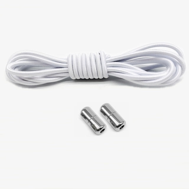 1Pair Elastic No Tie Shoelaces Locking Round Shoe Laces Kids Adult Quick Shoe Laces Metal Capsule Shoe Laces Strings