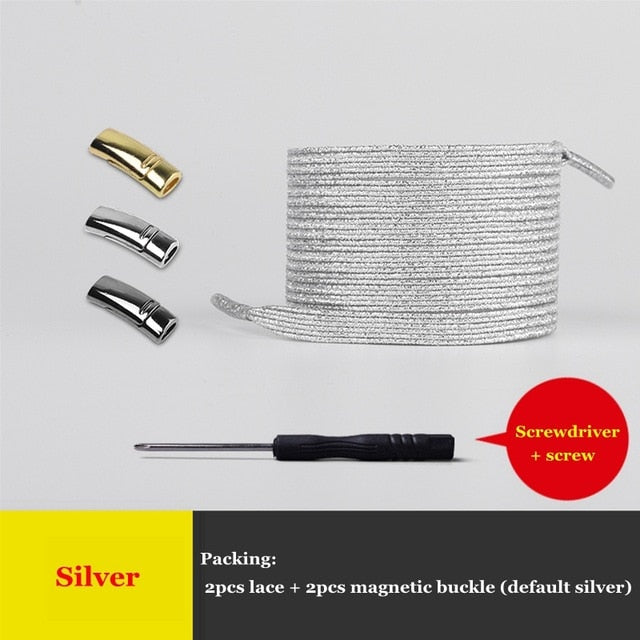 New Magnetic Shoelaces Elastic No Tie Shoe laces Flat Locking Shoelace Kids Adult Sneakers Lazy Laces One Size Fits All Shoes