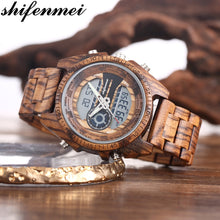 Load image into Gallery viewer, Shifenmei Wood Watch Men Military Sport Wristwatch Mens Quartz Watches Top Brand Luxury Wooden Watch Male Relogio Masculino 2020
